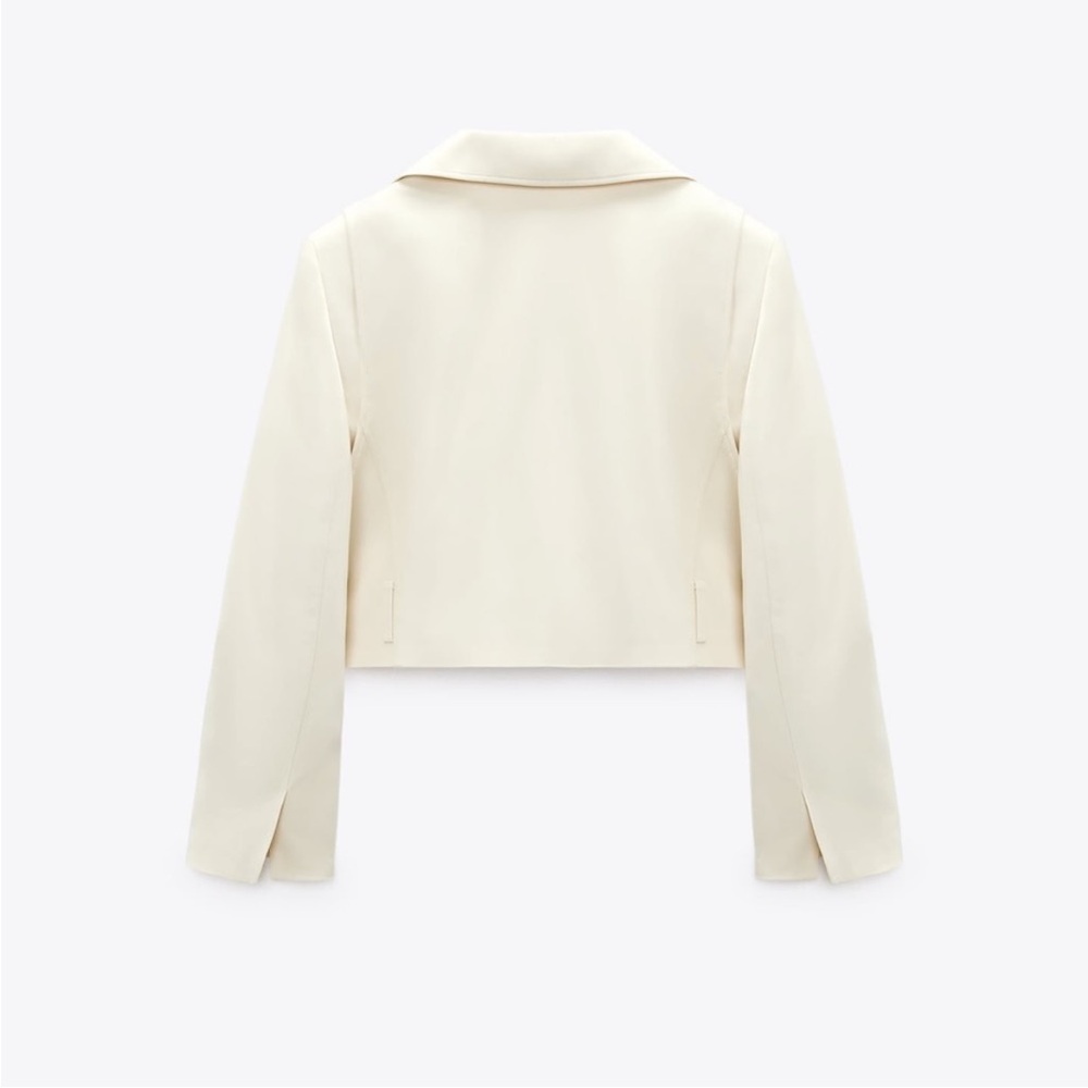 Zara Ivory Cropped Blazer with Wide Lapels - Picture 5 of 8